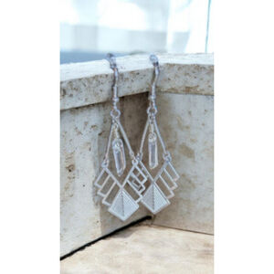 Long Quartz and Stainless Steel Lightweight Dangle Hypoallergenic Earrings